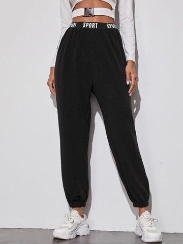 Letter Tape Waist Joggers - takostyle