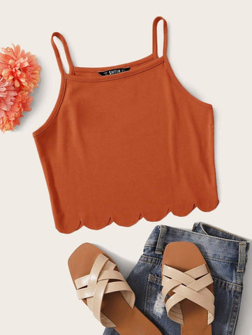 Scallop Hem Cami Top - takostyle