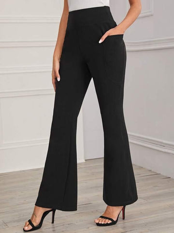 Flare Leg Pocket Patched Pants - takostyle