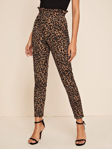 Paperbag Waist Leopard Pants - takostyle