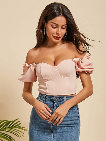 Bardot Zipper Back Milkmaid Top - takostyle