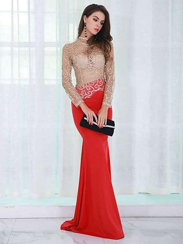 Missord Cutout Back Glitter Mesh Bodice Fishtail Dress - takostyle