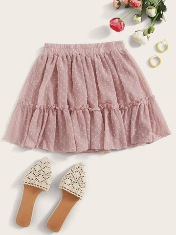Clip Dot Ruffled Mini Skirt - takostyle