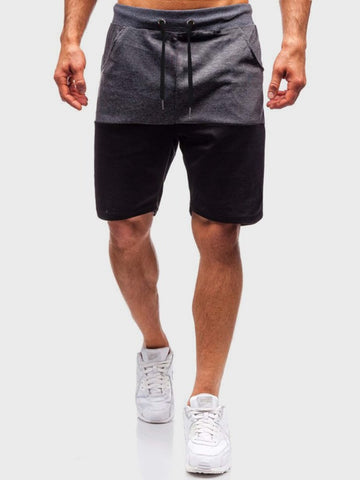 Men Two Tone Drawstring Waist Athletic Shorts