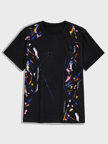 Men Paint Brush Print Tee