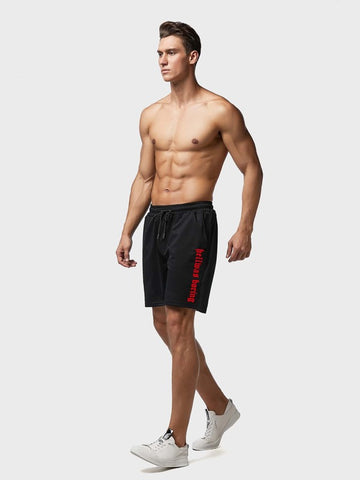 Men Letter Graphic Drawstring Athletic Shorts