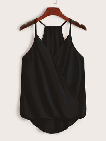 Asymmetrical Hem Wrap Cami Top - takostyle