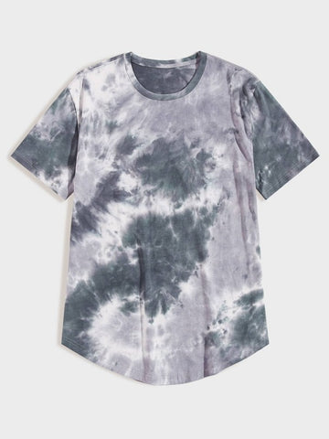 Men Tie Dye Curved Hem Tee