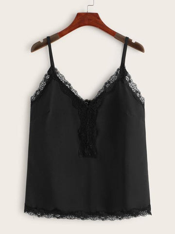 Lace Trim Cami Top - takostyle