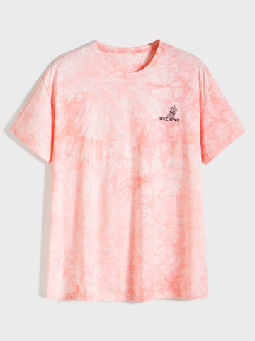 Men Pineapple & Letter Graphic Tie Dye Tee