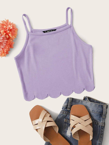 Scallop Hem Crop Cami Top - takostyle