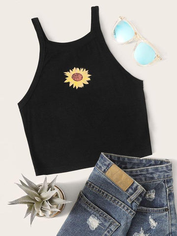 Floral Print Halterneck Top - takostyle