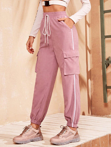 Flap Pocket Drawstring Waist Sweatpants - takostyle