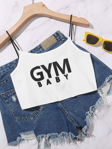 Letter Graphic Crop Cami Top - takostyle