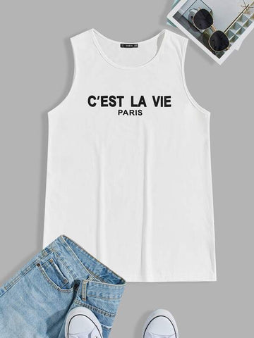 Men Slogan Graphic Tank Top