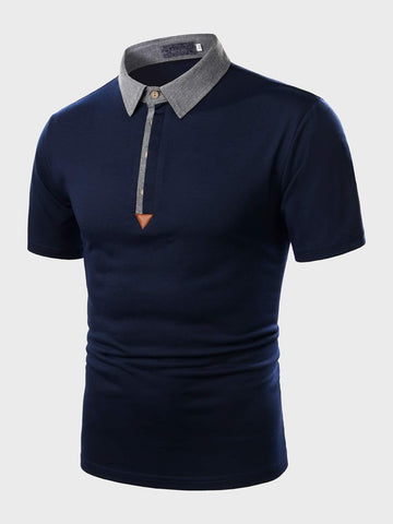 Men Contrast Collar Polo Shirt