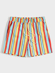 Men Drawstring Waist Colorful Striped Shorts