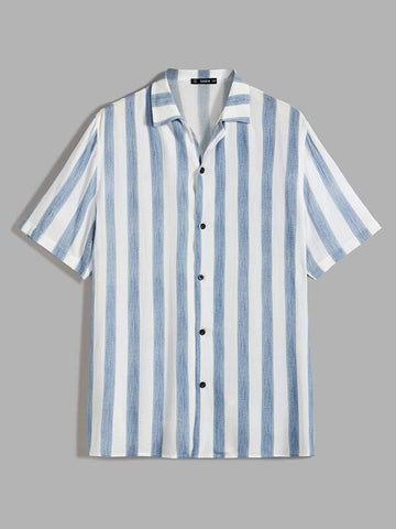 Men Button Front Striped Shirt