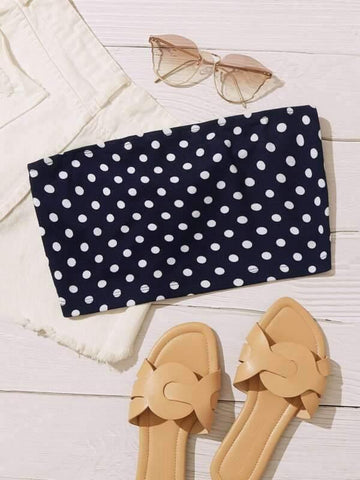 Polka Dot Crop Tube Top - takostyle