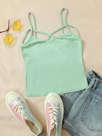 Crisscross Strappy Crop Cami Top - takostyle