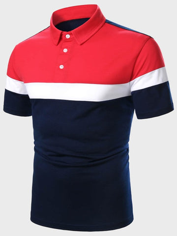 Men Color Block Polo Shirt