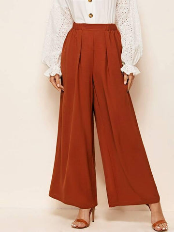 Fold Pleated Wide Leg Pants - takostyle
