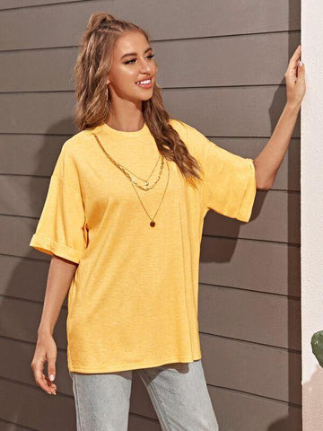 Roll Up Sleeve Oversized T-shirt - takostyle