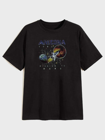 Men Planet & Letter Graphic Tee