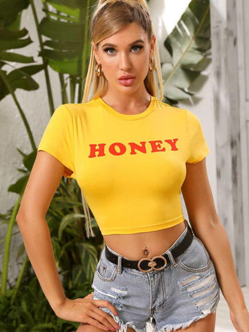 Letter Graphic Crop Tee - takostyle