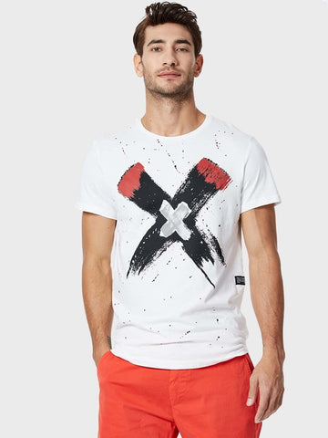 Men Brush Print Patched Tee