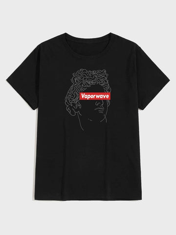 Men Figure And Letter Graphic Tee