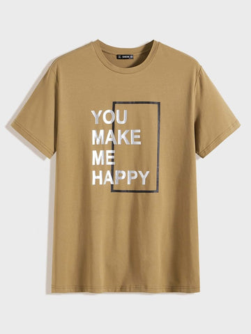 Men Slogan and Geo Print Top