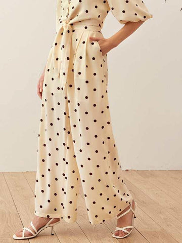 Fold Pleated Front Slant Pocket Palazzo Pants - takostyle