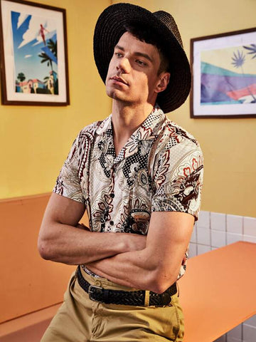 Men Paisley Print Button Front Shirt
