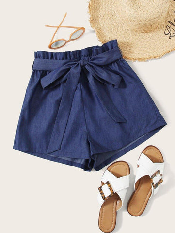 Paperbag Waist Belted Shorts - takostyle