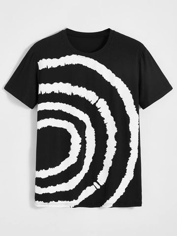Men Geo Graphic Round Neck Tee