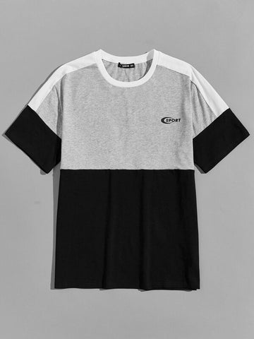 Men Letter Graphic Color Block Top