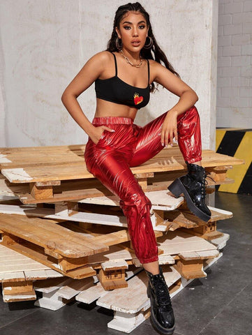 Pocket Side Metallic Pants - takostyle