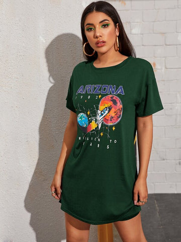 Rocket And Letter Graphic Tee Dress