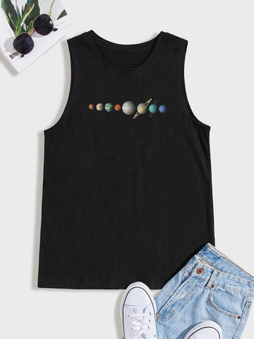 Men Galaxy Print Tank Top