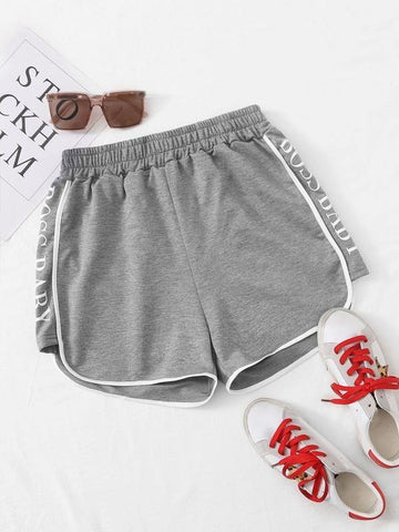 Contrast Binding Letter Graphic Track Shorts - takostyle