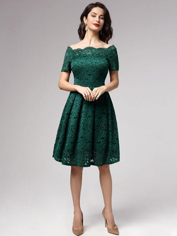 Miusol Off Shoulder Floral Lace Overlay Dress - takostyle