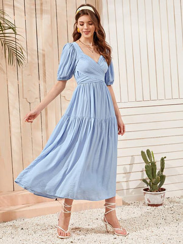 Sweetheart Tie Back A-line Dress - takostyle