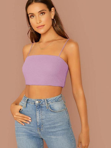 Rib-knit Crop Cami Top - takostyle