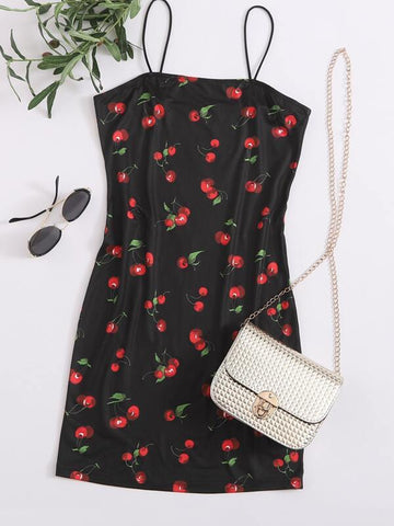 Cherry Print Bodycon Dress - takostyle