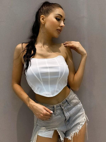 Hanky Hem Tube Crop Top - takostyle