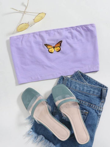 Butterfly Print Tube Top - takostyle