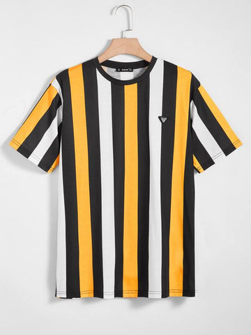 Men Striped Colorblock Tee