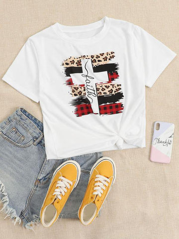 Cross & Letter Graphic Tee - takostyle