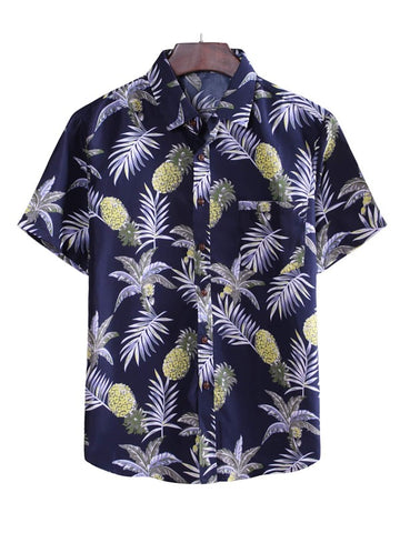 Men Tropical & Pineapple Print Shirt